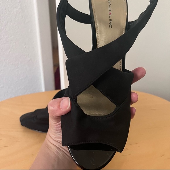 Bandolino Heeled Sandals Black Stretchy Strappy 3.5 inch heel 10 - Picture 9 of 9